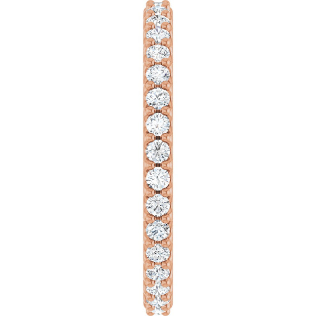 14K Gold Round Natural Diamond Shared-Prong Eternity Band – 1.5 mm Stones (1/2–5/8 CTW) .0 - Rose Gold - view 4