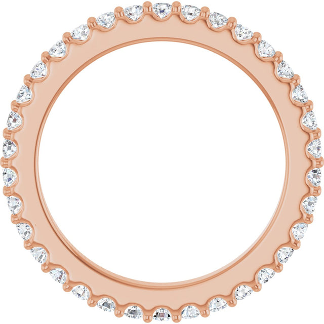 14K Gold Round Natural Diamond Shared-Prong Eternity Band – 1.5 mm Stones (1/2–5/8 CTW) .0 - Rose Gold - view 2