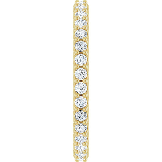 14K Gold Round Natural Diamond Shared-Prong Eternity Band – 1.5 mm Stones (1/2–5/8 CTW) .0 - Yellow Gold - view 4