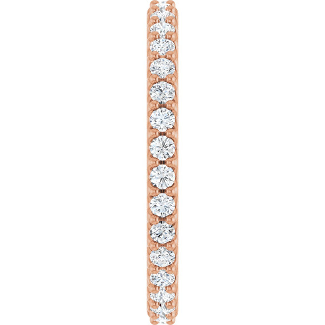 14K Gold Round Lab-Grown Diamond Shared-Prong Eternity Band – 1.5 mm Stones (1/2–5/8 CTW) - Rose Gold - view 4
