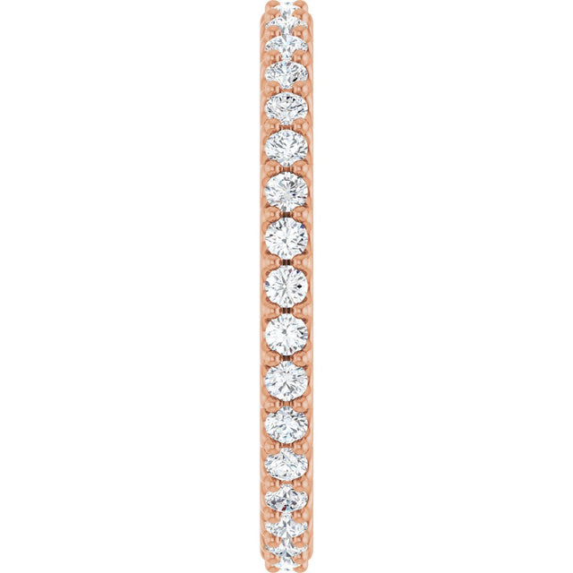 14K Gold Round Natural Diamond Shared-Prong Eternity Band – 1.5 mm Stones (1/2–5/8 CTW) .0 - Rose Gold - view 4