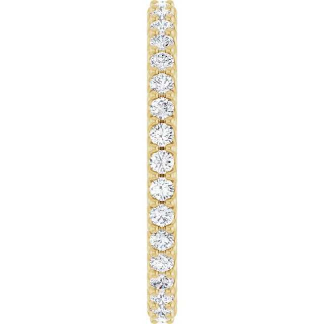 14K Gold Round Natural Diamond Shared-Prong Eternity Band – 1.5 mm Stones (1/2–5/8 CTW) .0 - Yellow Gold - view 4