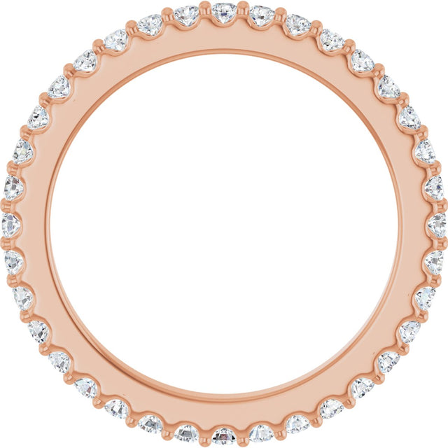 14K Gold Round Natural Diamond Shared-Prong Eternity Band – 1.5 mm Stones (1/2–5/8 CTW) .0 - Rose Gold - view 2