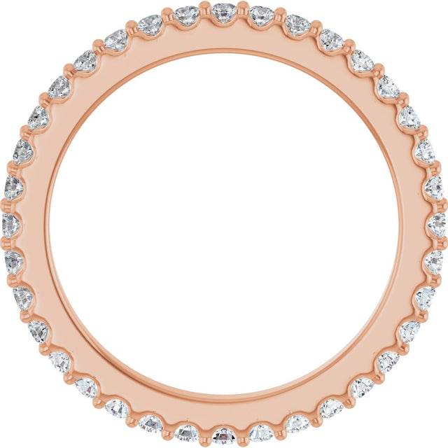 14K Gold Round Natural Diamond Shared-Prong Eternity Band – 1.5 mm Stones (1/2–5/8 CTW) .0 - Rose Gold - view 2