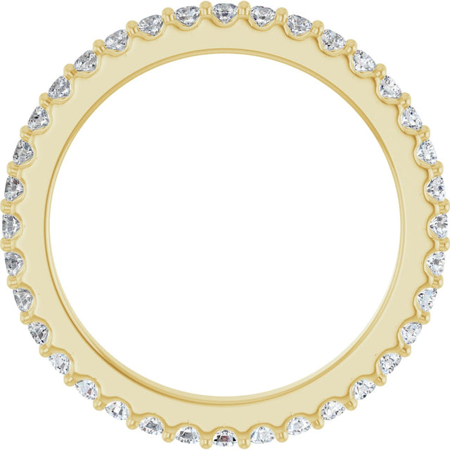 14K Gold Round Lab-Grown Diamond Shared-Prong Eternity Band – 1.5 mm Stones (1/2–5/8 CTW) - Yellow Gold - view 2
