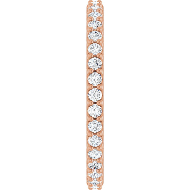 14K Gold Round Natural Diamond Shared-Prong Eternity Band – 1.5 mm Stones (1/2–5/8 CTW) .0 - Rose Gold - view 4