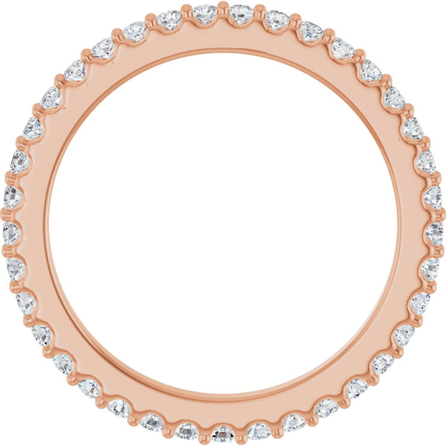 14K Gold Round Lab-Grown Diamond Shared-Prong Eternity Band – 1.5 mm Stones (1/2–5/8 CTW) - Rose Gold - view 2
