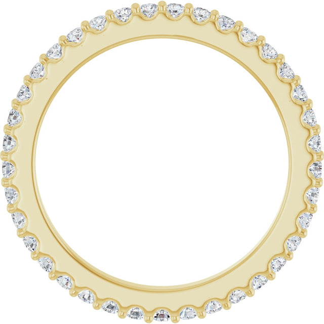 14K Gold Round Natural Diamond Shared-Prong Eternity Band – 1.5 mm Stones (1/2–5/8 CTW) .0 - Yellow Gold - view 2