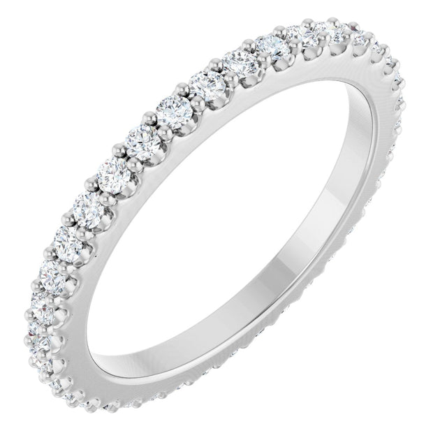 Platinum Round Natural Diamond Shared-Prong Eternity Band – 1.5 mm Stones (1/2–5/8 CTW) .0