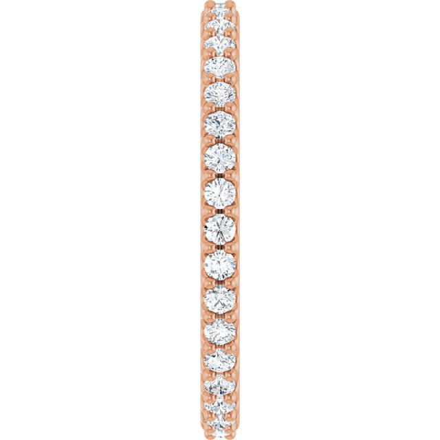 14K Gold Round Natural Diamond Shared-Prong Eternity Band – 1.5 mm Stones (1/2–5/8 CTW) .0 - Rose Gold - view 4