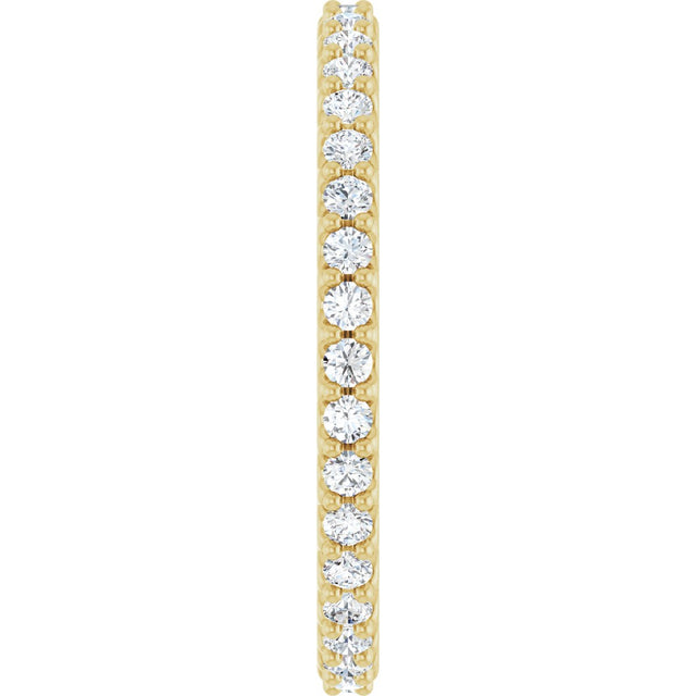 14K Gold Round Lab-Grown Diamond Shared-Prong Eternity Band – 1.5 mm Stones (1/2–5/8 CTW) - Yellow Gold - view 4