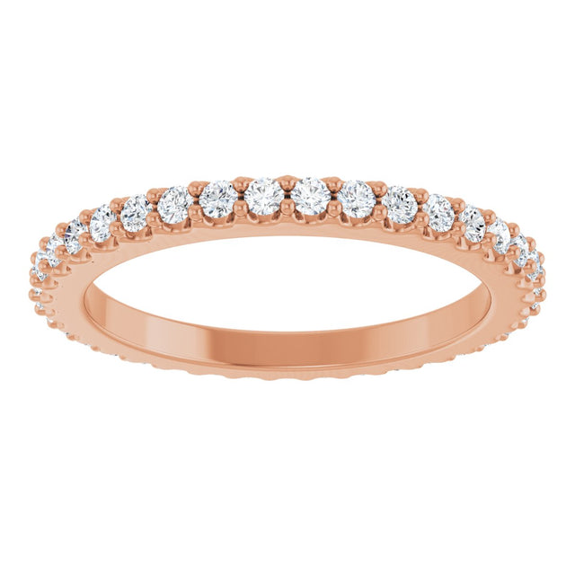 14K Gold Round Lab-Grown Diamond Shared-Prong Eternity Band – 1.5 mm Stones (1/2–5/8 CTW) - Rose Gold - view 3