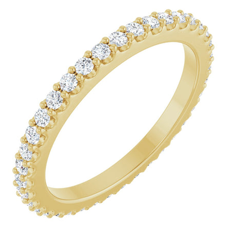 14K Gold Round Lab-Grown Diamond Shared-Prong Eternity Band – 1.5 mm Stones (1/2–5/8 CTW) - Yellow Gold
