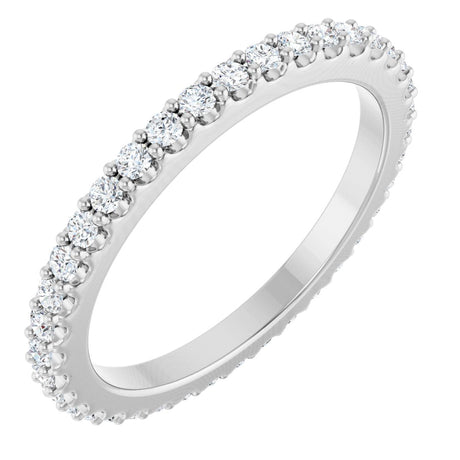 Platinum Round Lab-Grown Diamond Shared-Prong Eternity Band – 1.5 mm Stones (1/2–5/8 CTW)