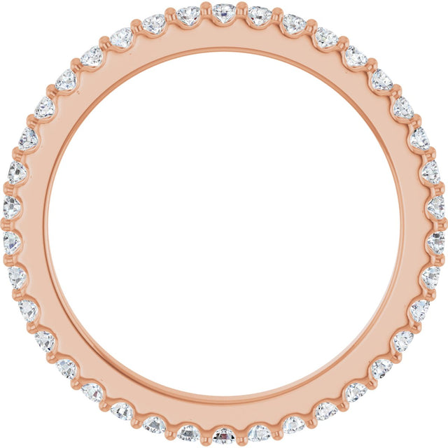 14K Gold Round Lab-Grown Diamond Shared-Prong Eternity Band – 1.5 mm Stones (1/2–5/8 CTW) - Rose Gold - view 2