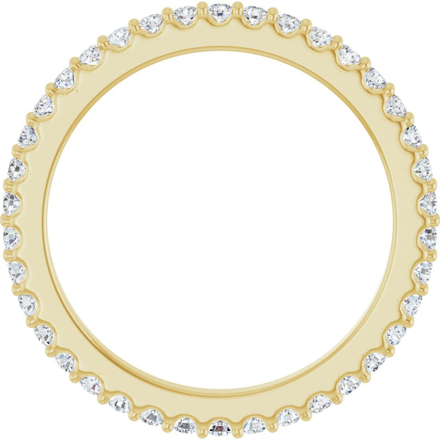 14K Gold Round Natural Diamond Shared-Prong Eternity Band – 1.5 mm Stones (1/2–5/8 CTW) .0 - Yellow Gold - view 2