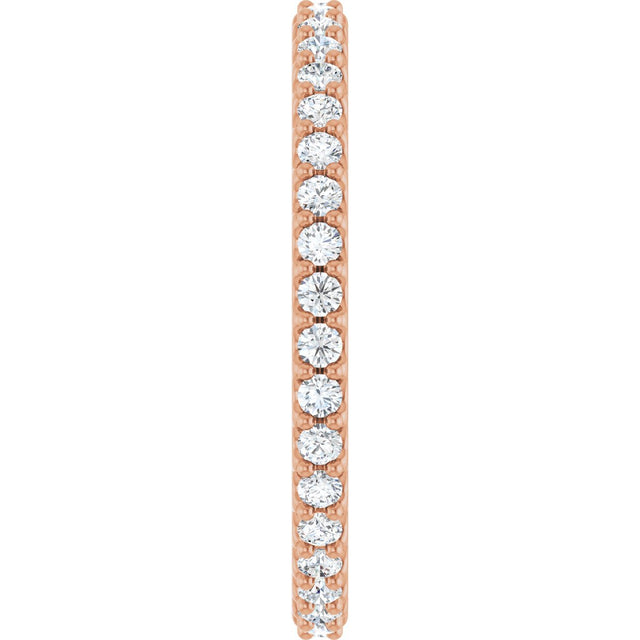 14K Gold Round Lab-Grown Diamond Shared-Prong Eternity Band – 1.5 mm Stones (1/2–5/8 CTW) - Rose Gold - view 4