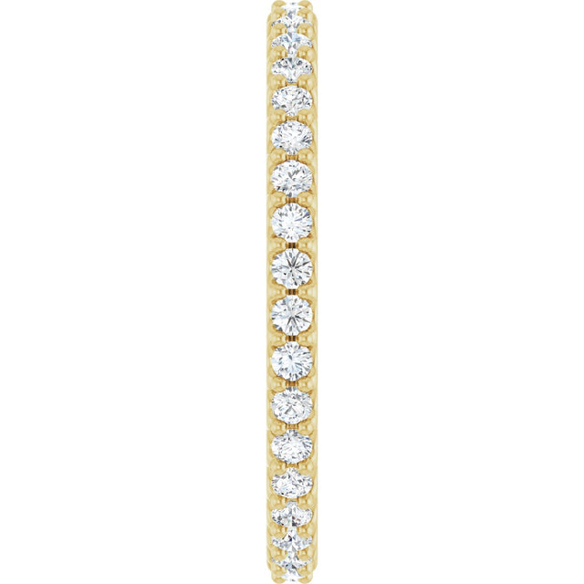14K Gold Round Natural Diamond Shared-Prong Eternity Band – 1.5 mm Stones (1/2–5/8 CTW) .0 - Yellow Gold - view 4