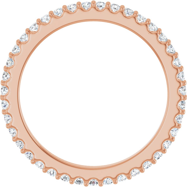 14K Gold Round Natural Diamond Shared-Prong Eternity Band – 1.5 mm Stones (1/2–5/8 CTW) .0 - Rose Gold - view 2