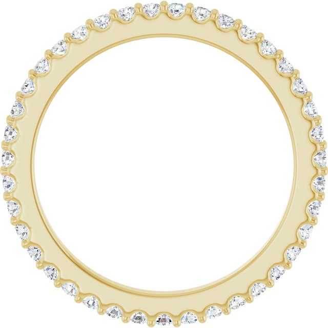 14K Gold Round Lab-Grown Diamond Shared-Prong Eternity Band – 1.5 mm Stones (1/2–5/8 CTW) - Yellow Gold - view 2