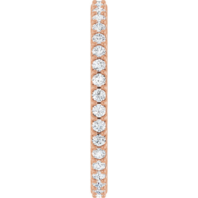 14K Gold Round Natural Diamond Shared-Prong Eternity Band – 1.5 mm Stones (1/2–5/8 CTW) .0 - Rose Gold - view 4