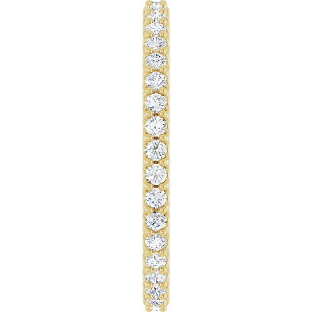 14K Gold Round Natural Diamond Shared-Prong Eternity Band – 1.5 mm Stones (1/2–5/8 CTW) .0 - Yellow Gold - view 4