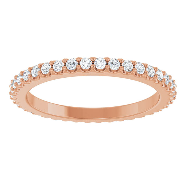 14K Gold Round Natural Diamond Shared-Prong Eternity Band – 1.5 mm Stones (1/2–5/8 CTW) .0 - Rose Gold - view 3