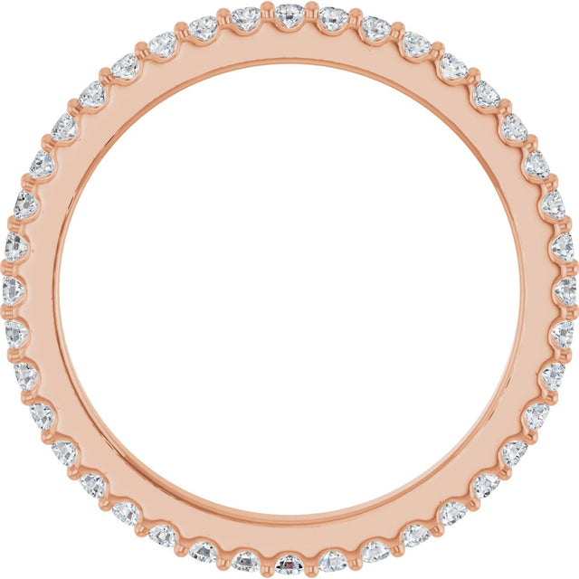 14K Gold Round Natural Diamond Shared-Prong Eternity Band – 1.5 mm Stones (1/2–5/8 CTW) .0 - Rose Gold - view 2