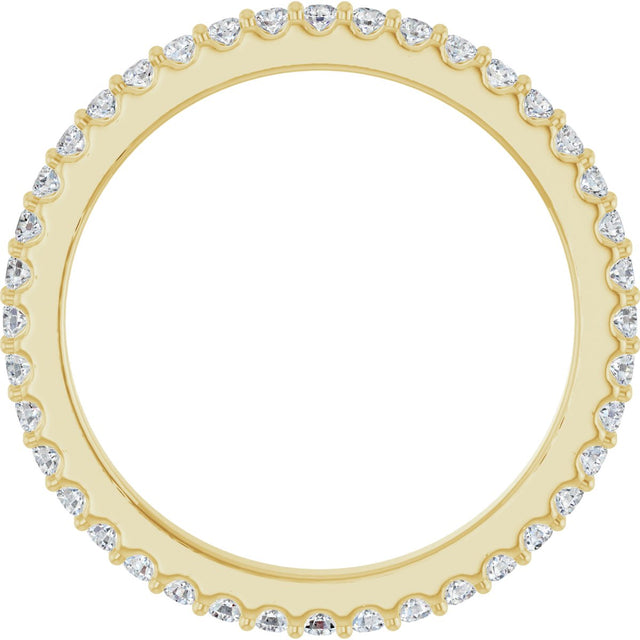 14K Gold Round Lab-Grown Diamond Shared-Prong Eternity Band – 1.5 mm Stones (1/2–5/8 CTW) - Yellow Gold - view 2