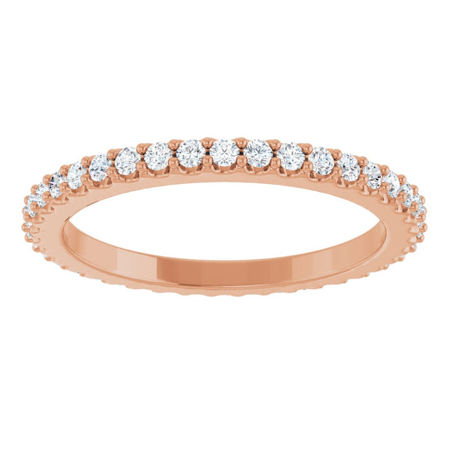 14K Gold Round Natural Diamond Shared-Prong Eternity Band – 1.5 mm Stones (1/2–5/8 CTW) .0 - Rose Gold - view 3