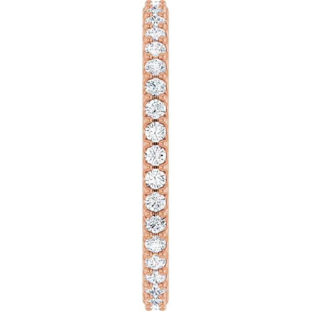 14K Gold Round Lab-Grown Diamond Shared-Prong Eternity Band – 1.5 mm Stones (1/2–5/8 CTW) - Rose Gold - view 4