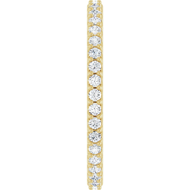 14K Gold Round Natural Diamond Shared-Prong Eternity Band – 1.5 mm Stones (1/2–5/8 CTW) .0 - Yellow Gold - view 4