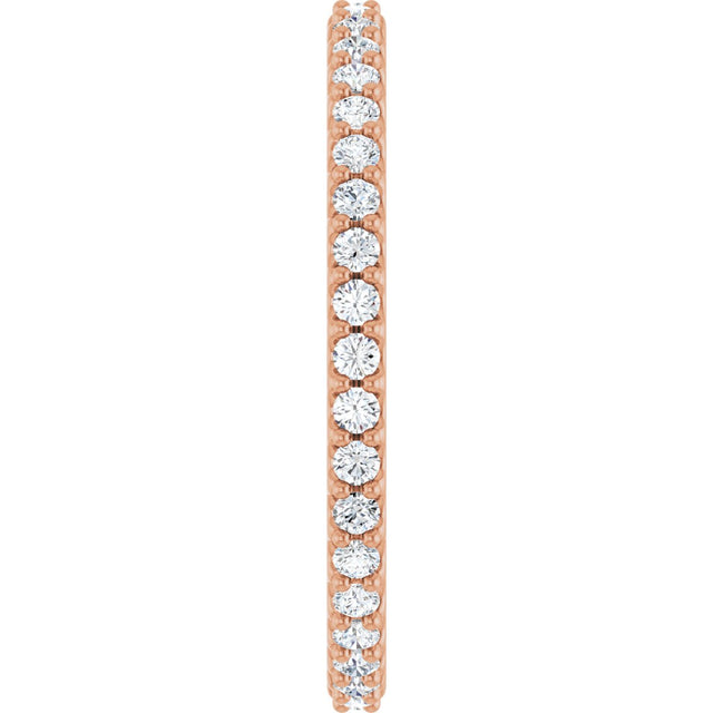 14K Gold Round Lab-Grown Diamond Shared-Prong Eternity Band – 1.5 mm Stones (1/2–5/8 CTW) - Rose Gold - view 4