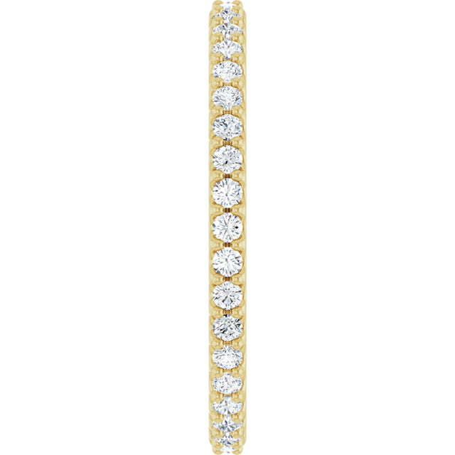 14K Gold Round Lab-Grown Diamond Shared-Prong Eternity Band – 1.5 mm Stones (1/2–5/8 CTW) - Yellow Gold - view 4