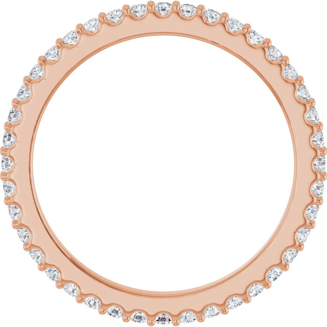 14K Gold Round Lab-Grown Diamond Shared-Prong Eternity Band – 1.5 mm Stones (1/2–5/8 CTW) - Rose Gold - view 2