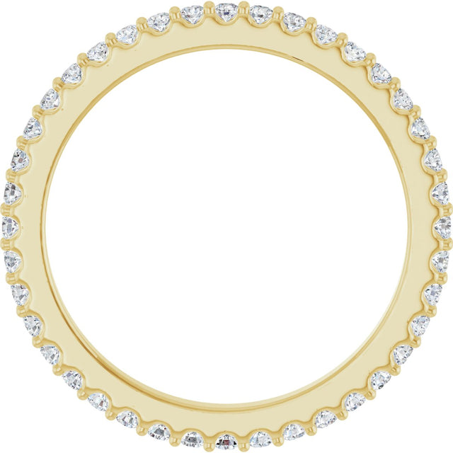 14K Gold Round Natural Diamond Shared-Prong Eternity Band – 1.5 mm Stones (1/2–5/8 CTW) .0 - Yellow Gold - view 2