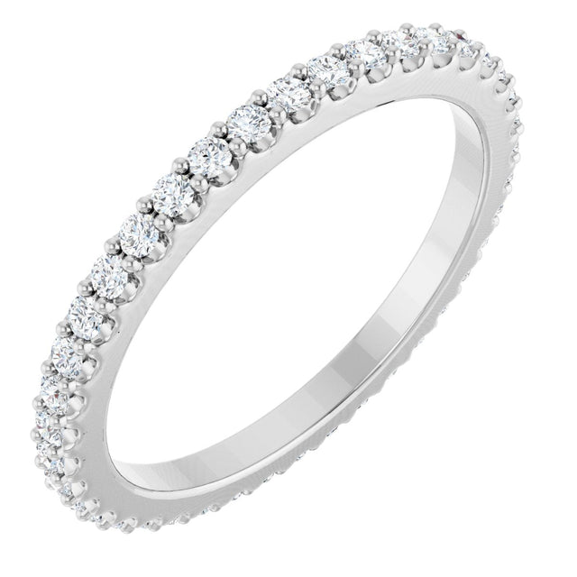 14K Gold Round Lab-Grown Diamond Shared-Prong Eternity Band – 1.5 mm Stones (1/2–5/8 CTW) - White Gold
