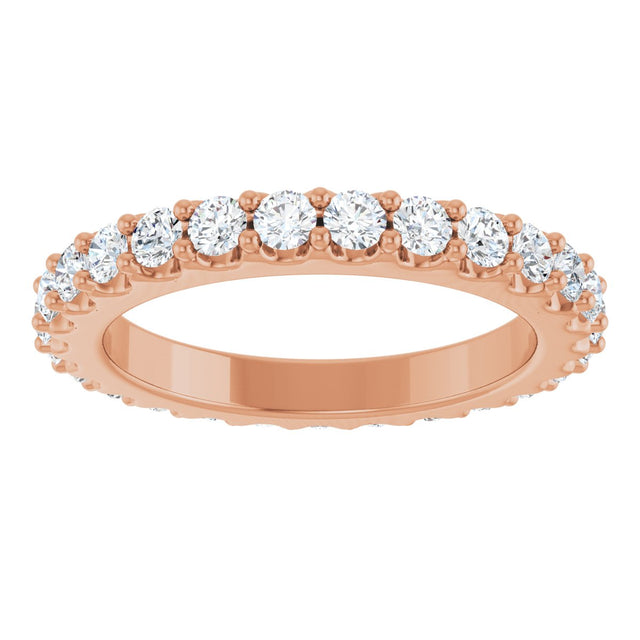 14K Gold Round Lab-Grown Diamond Shared-Prong Eternity Band – 2 mm Stones (3/4–7/8 CTW) - Rose Gold - view 3