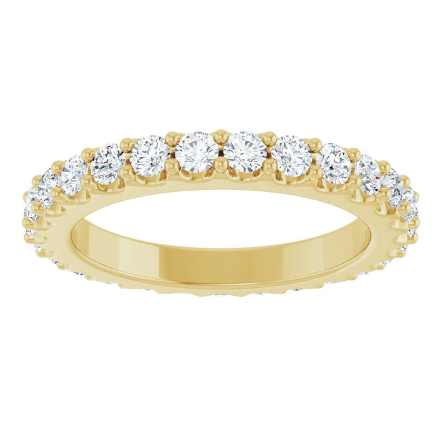 14K Gold Round Lab-Grown Diamond Shared-Prong Eternity Band – 2 mm Stones (3/4–7/8 CTW) - Yellow Gold - view 3