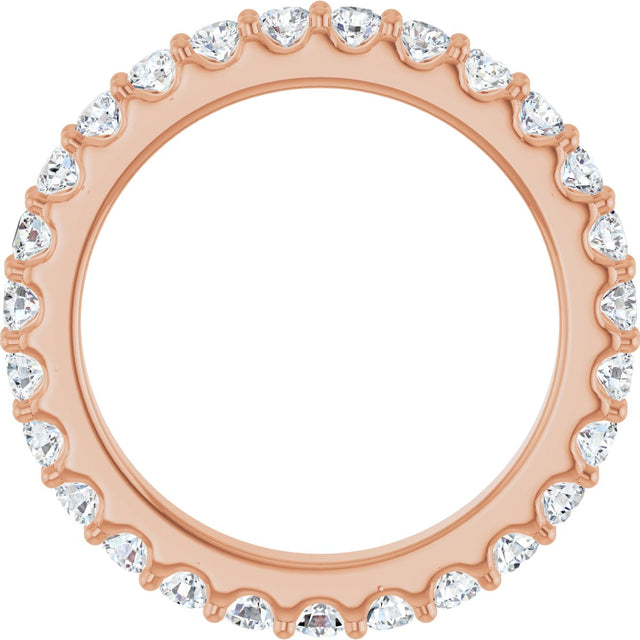 14K Gold Round Natural Diamond Shared-Prong Eternity Band – 2 mm Stones (3/4–7/8 CTW) - Rose Gold - view 2