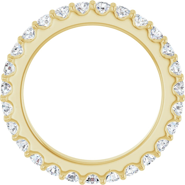14K Gold Round Lab-Grown Diamond Shared-Prong Eternity Band – 2 mm Stones (3/4–7/8 CTW) - Yellow Gold - view 2