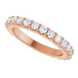 14K Gold Round Lab-Grown Diamond Shared-Prong Eternity Band – 2 mm Stones (3/4–7/8 CTW) - Rose Gold - view 5