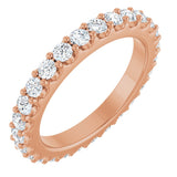 14K Gold Round Natural Diamond Shared-Prong Eternity Band – 2 mm Stones (3/4–7/8 CTW) - Rose Gold