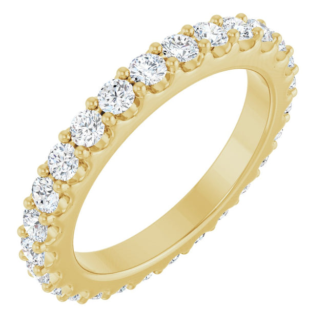 14K Gold Round Lab-Grown Diamond Shared-Prong Eternity Band – 2 mm Stones (3/4–7/8 CTW) - Yellow Gold
