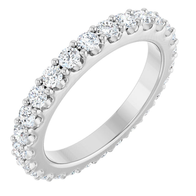 Platinum Round Natural Diamond Shared-Prong Eternity Band – 2 mm Stones (3/4–7/8 CTW)