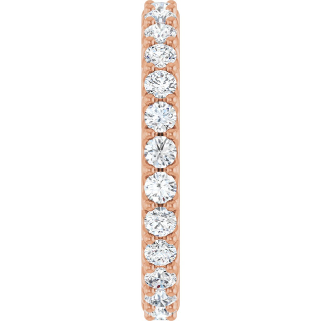 14K Gold Round Lab-Grown Diamond Shared-Prong Eternity Band – 2 mm Stones (3/4–7/8 CTW) - Rose Gold - view 4