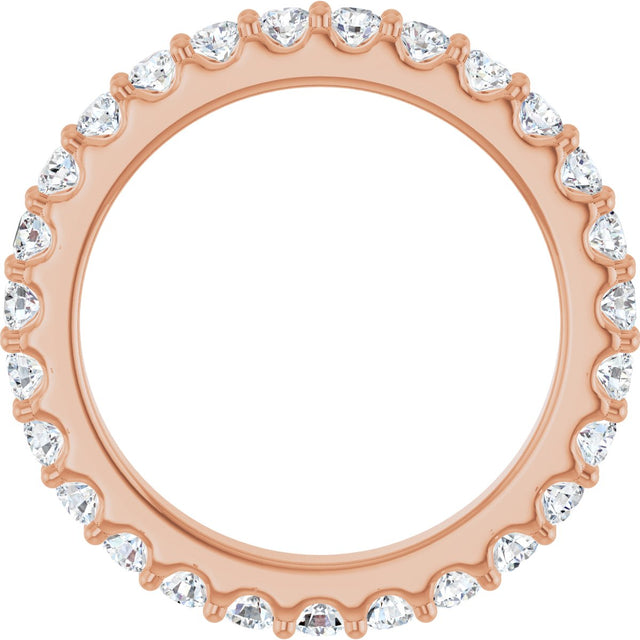14K Gold Round Natural Diamond Shared-Prong Eternity Band – 2 mm Stones (3/4–7/8 CTW) - Rose Gold - view 2