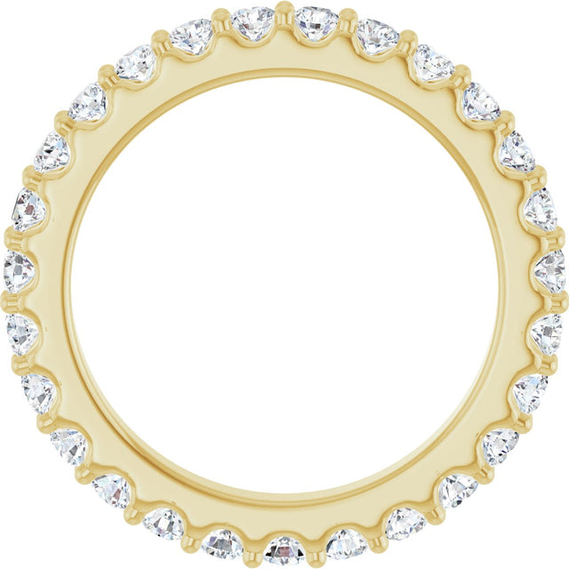 14K Gold Round Natural Diamond Shared-Prong Eternity Band – 2 mm Stones (3/4–7/8 CTW) - Yellow Gold - view 2