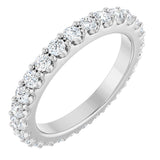 14K Gold Round Natural Diamond Shared-Prong Eternity Band – 2 mm Stones (3/4–7/8 CTW) - White Gold