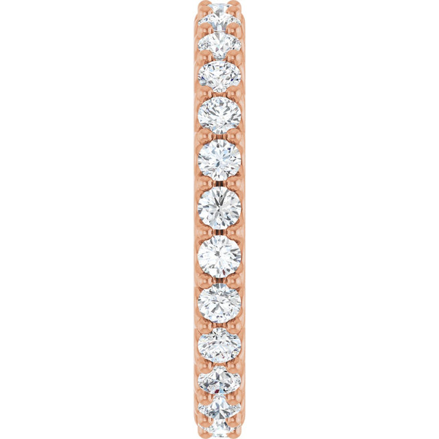 14K Gold Round Natural Diamond Shared-Prong Eternity Band – 2 mm Stones (3/4–7/8 CTW) - Rose Gold - view 4